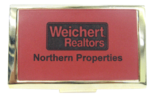 Gold/Leather Business Card Holder